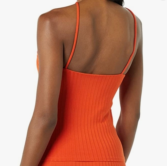 Daily Ritual Women's Wide Rib Cropped T-Strap Cami Top in Rust Orange Size XXL - Picture 2 of 10